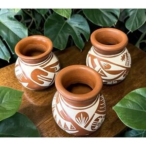 Mata Ortiz Pottery 3 Miniature Seed Pots‎ Edmundo Lopez Mexican Fine Art Clay